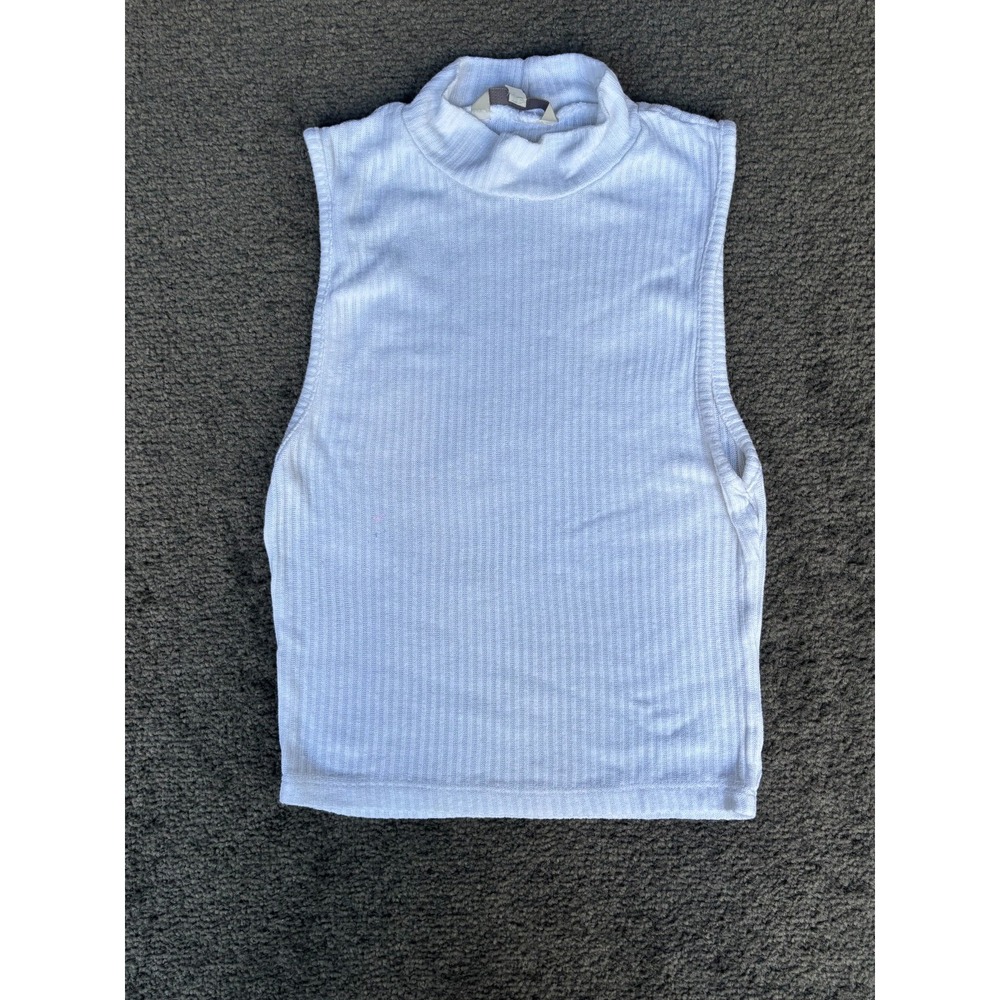 Clockhouse Crop Tank Top Women's Medium White Mock Neck Sleeveless Pullover